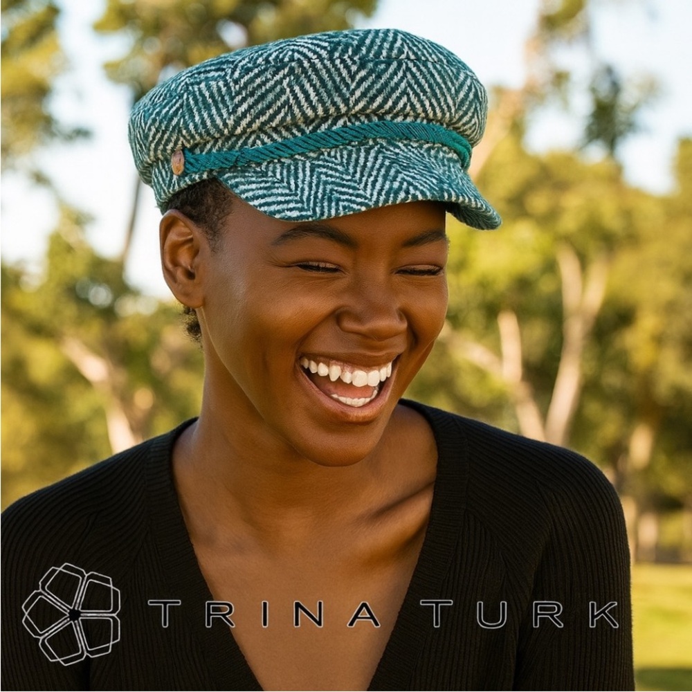 Trina Turk Black Brim Classic Baker Cap - Picture 12 of 12